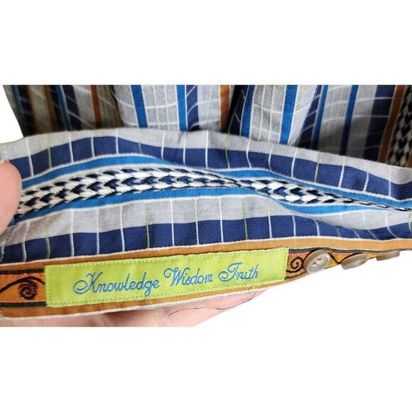 Robert Graham Striped Button Up Dress Shirt Multi Mens Size 3XL Blue Flip Cuff - Picture 3 of 12